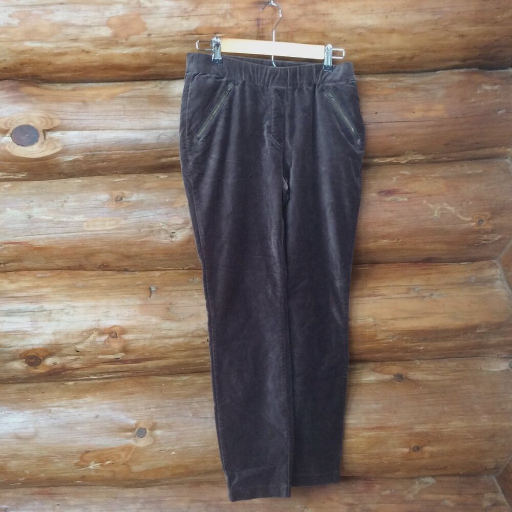 Garnet Hill Brown Plush Classic Rise Velvet Neutral Pants Size 4 Earthy Autumn